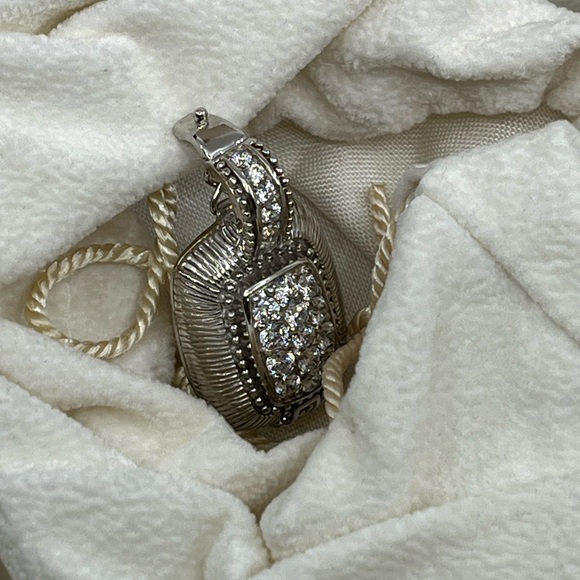 Vintage Judith Ripka Sterling Silver CZ Cluster Enhancer Pendant - Picture 9 of 16